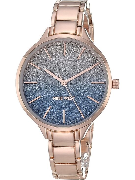 Nine West Accessories - Nine West Womens Rose Gold Analog Quartz Glitter Ombre Dial Round Bracelet Watch